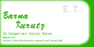 barna kurutz business card